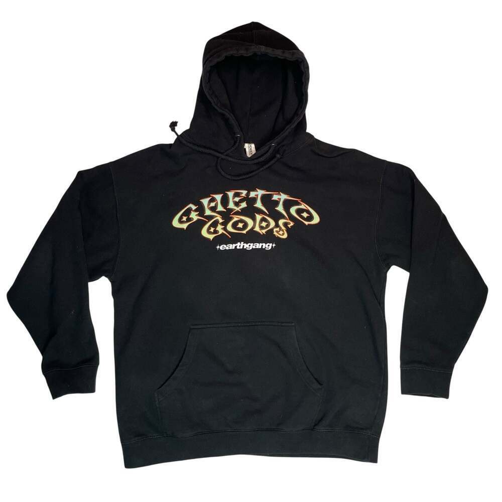Earthgang Ghetto Gods Hoodie Black Graphic Pullover Mens Large